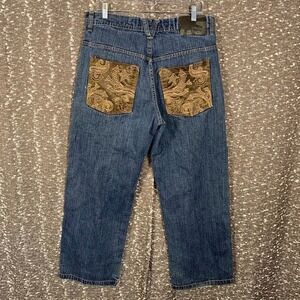 5ive Jungle & Co Baggy Denim Jeans Men's 36 Y2K Streetwear Skater Embroidered